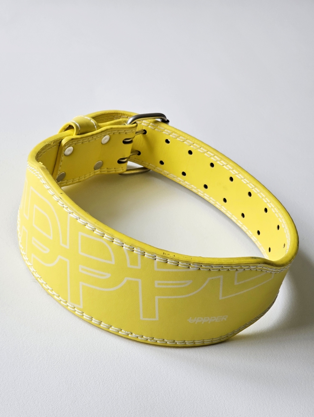 Uppper Weightlifting Belt Yellow Padded Wide Gym Strength Training